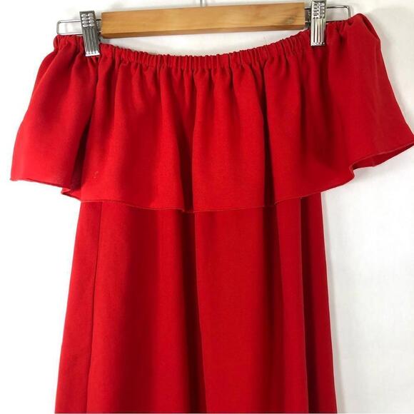 Aritzia Wilfred Neuchatel Off  Shoulder Ruffle Dress Red Mini Dress - XXS - Picture 5 of 9
